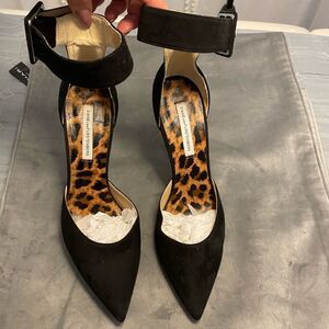 Diane Von furstenberg black suede heels, size 8,5
